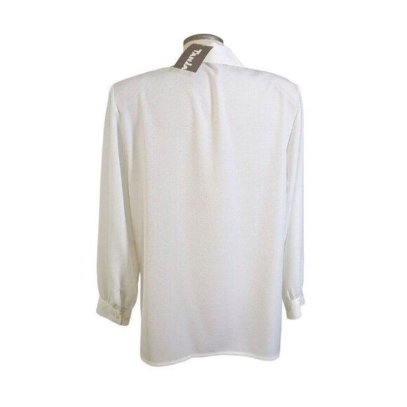 Vintage Button Up Blouse NEW Womens 14 Cream Ivory Embroidered Floral Romantic - Picture 3 of 5